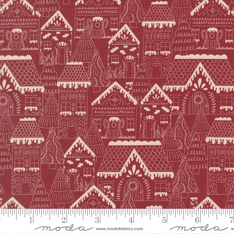 Moda, Kileys Quilt Room, Gingerbread Lane, Landscape, Cranberry Red