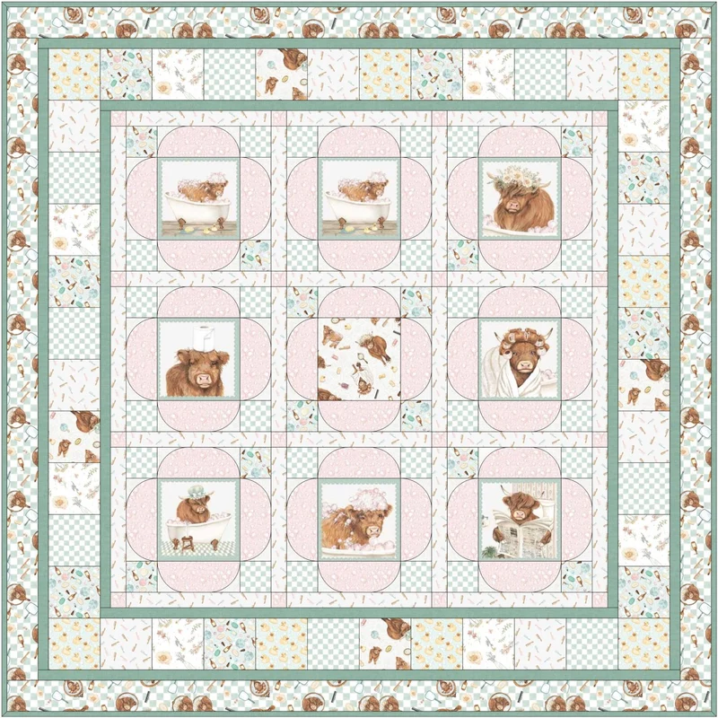 Studio e, Beth Reed, Bathing Bonnies Quilt Kit 69" X 69"