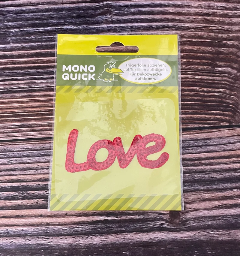 Mono Quick Applikation Love rot Pailletten