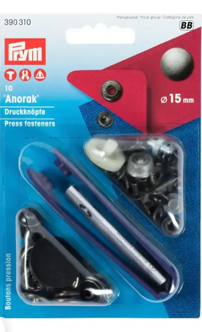 Prym Nähfrei Anorak Druckknöpfe 15mm alteisen