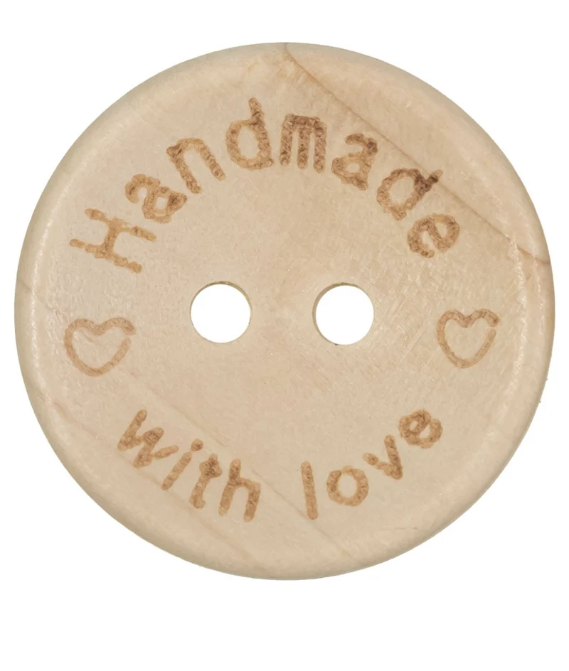 Holzknopf Handmade with Love 40 mm