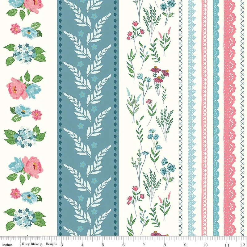 Riley Blake, Beverly McCullough, Correspondence, Wide Stripe, Cloud White