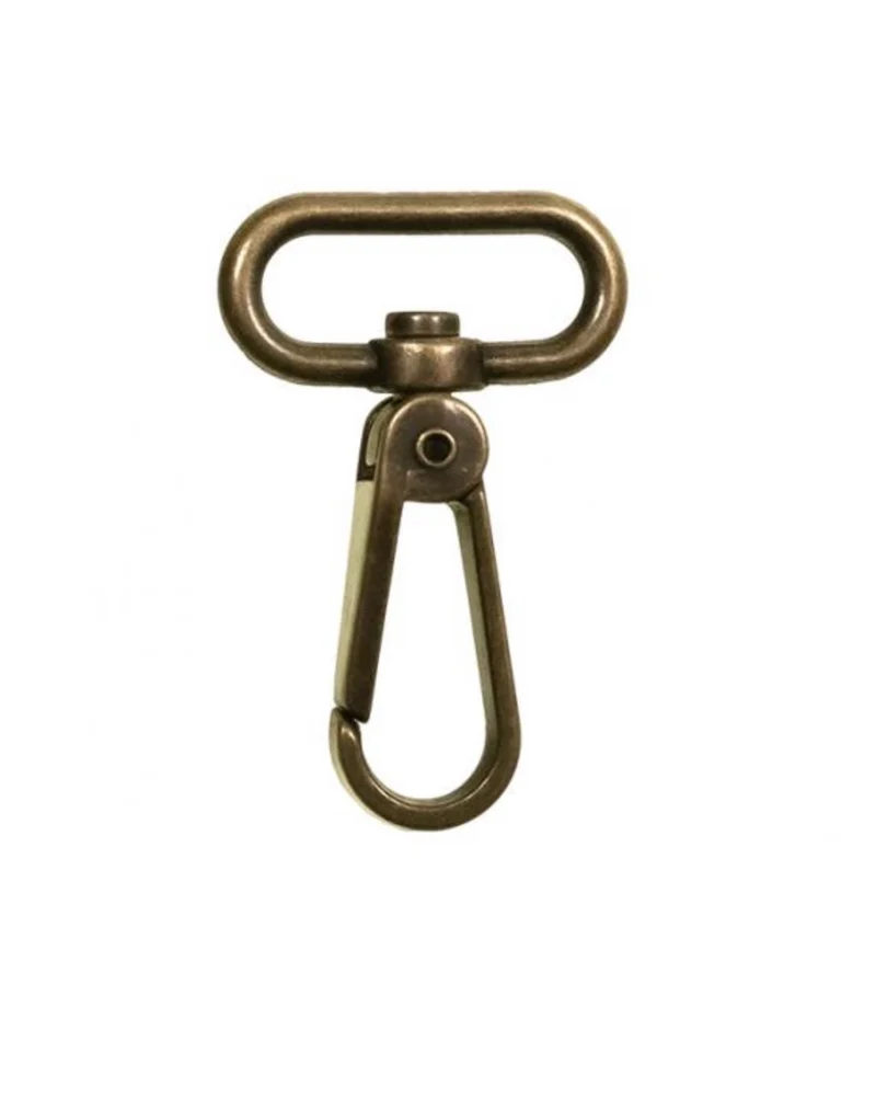 Karabinerhaken 30mm x 60mm altmessing / antik