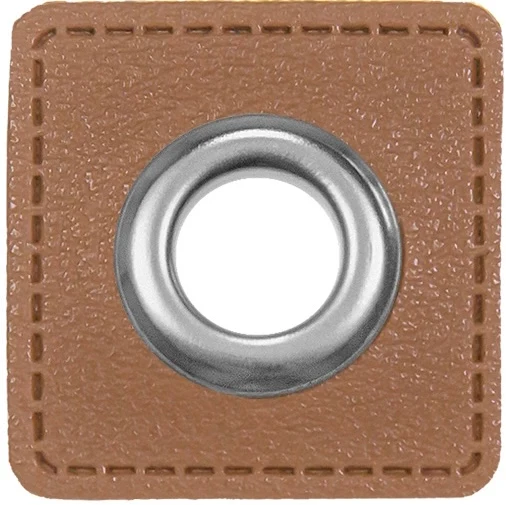Oesen Patches aus Lederimitat für 8 mm Kordel mittelbraun