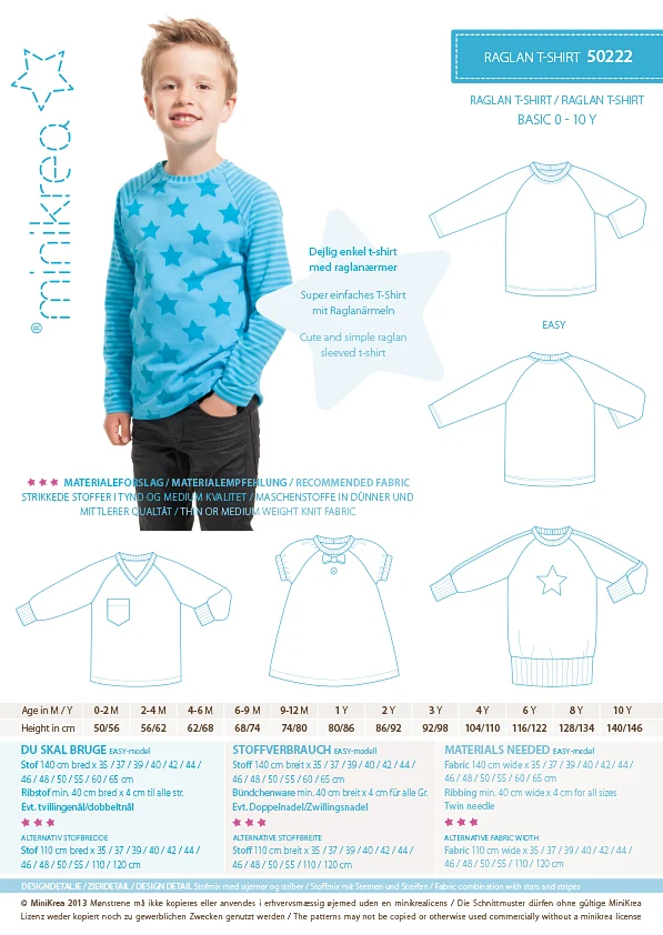 Schnittmuster 50222 Raglan T-Shirt