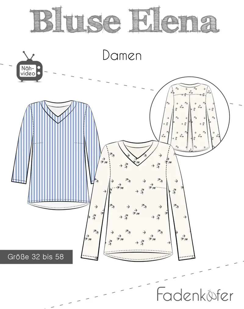 Fadenkäfer Schnittmuster "Elena" Bluse Damen