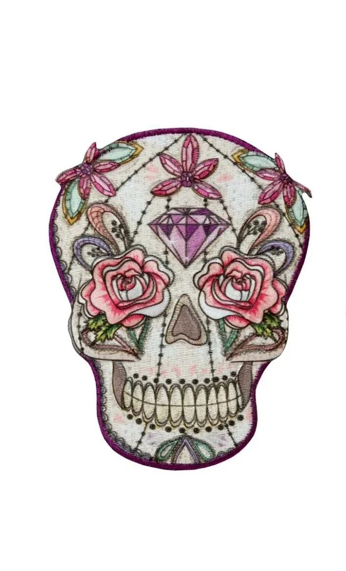 Mono Quick Totenkopf floral mit Diamant Applikation
