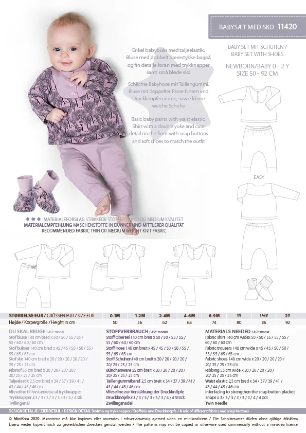 Schnittmuster 11420 Baby Set mit Schuhen