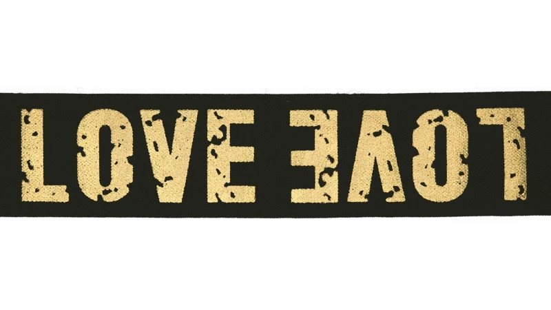 Glitzergummi "Love" schwarz gold 40mm