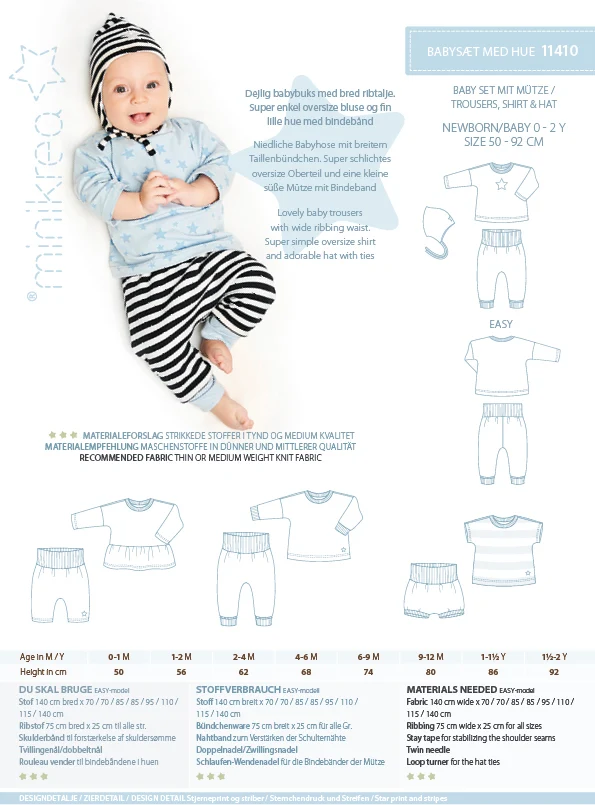 Schnittmuster 11410 Baby Set mit Mütze