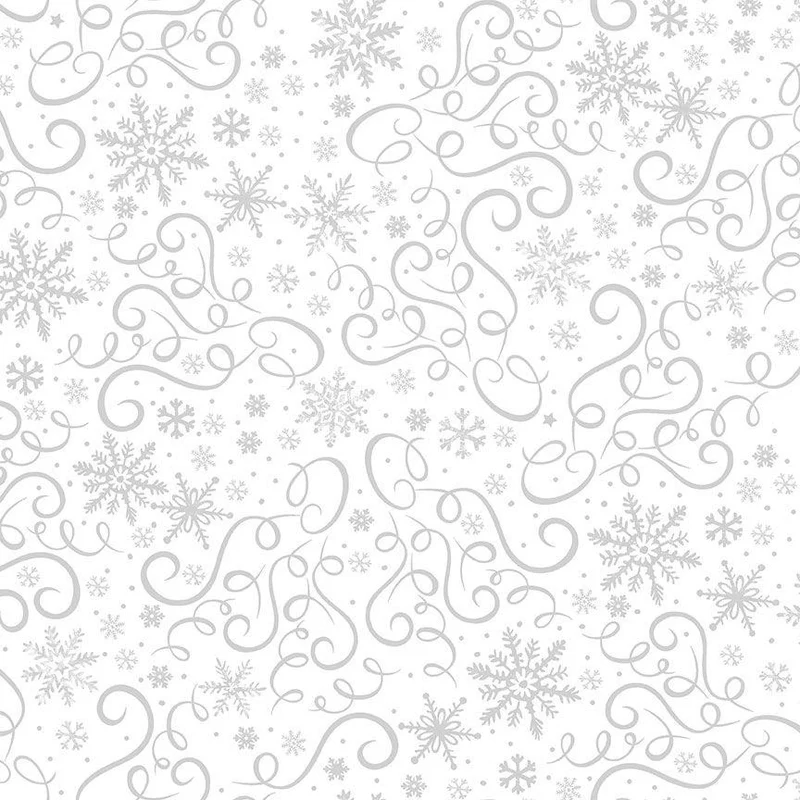 Timeless Treasures, White on White, Scrolls & Snowflakes