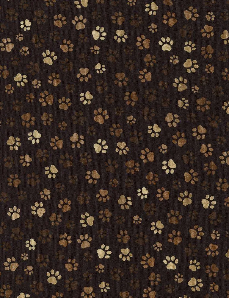 Timeless Treasures, Paw Prints on Brown