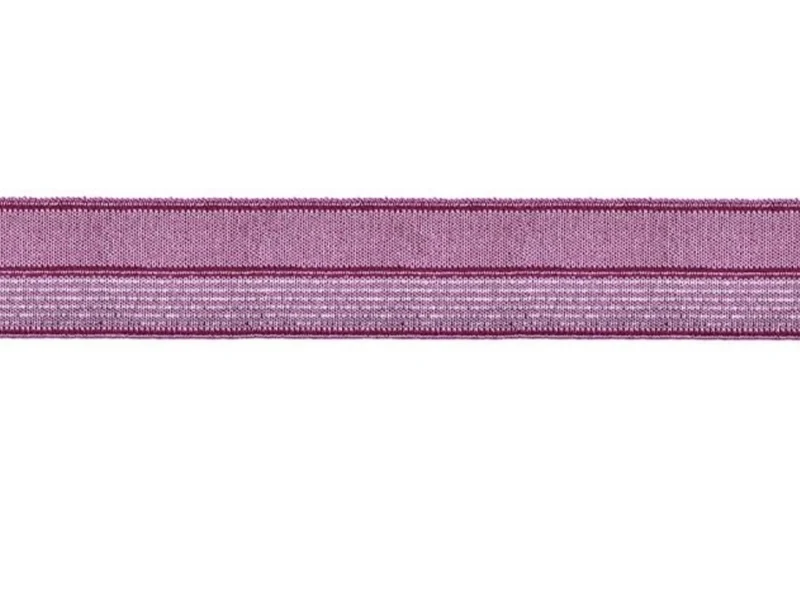 Einfassband elastisch mit Glitzer beere / silber 17mm
