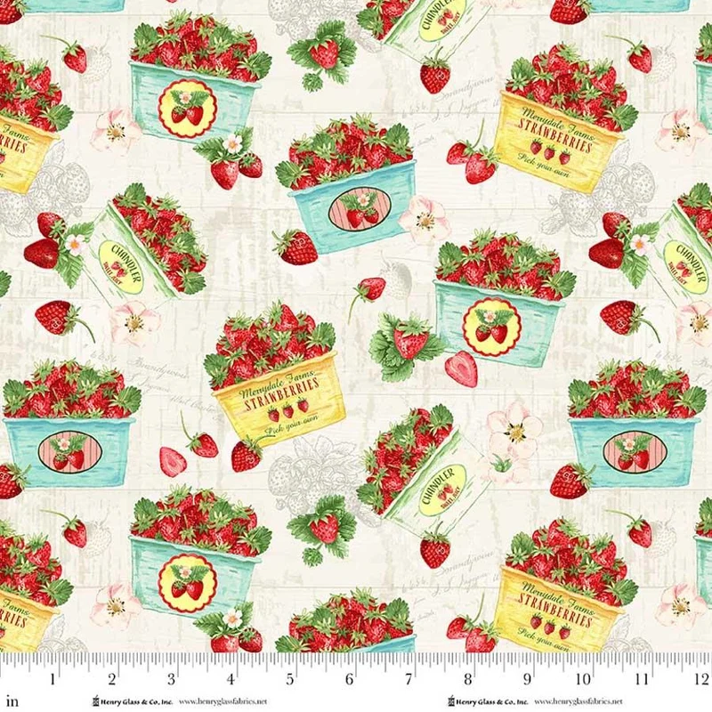 Henry Glass, Berry Besties, Tossed Berry Baskets, Cream