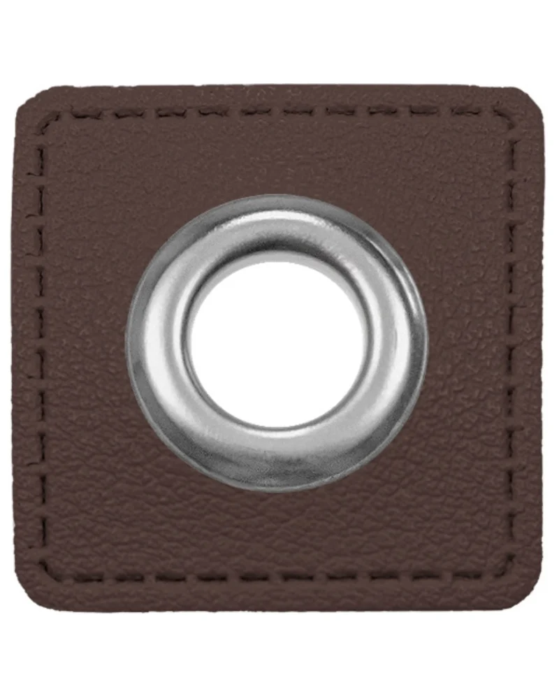 Oesen Patches aus Lederimmitat 8mm Oese schokobraun