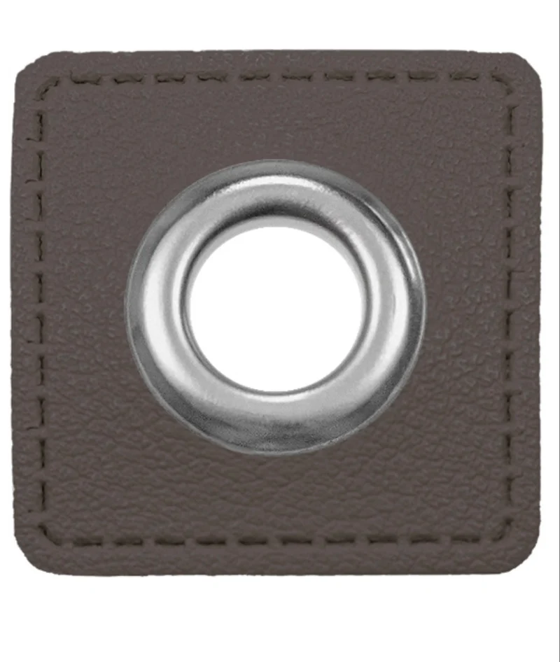 Oesen Patches aus Lederimitat mit 8mm Oese dunkelgrau