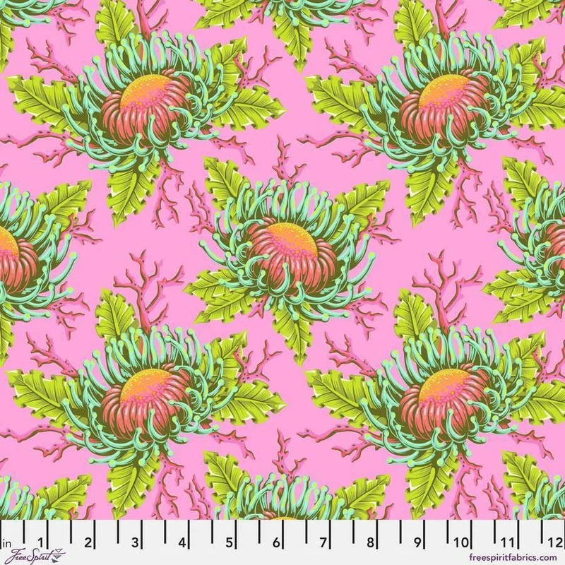 Free Spirit, Tula Pink, Floral Reef, Friends & Anemones, Coralline
