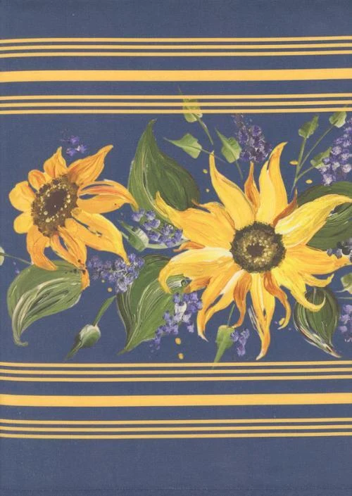 Moda, Pieces to Treasure, Summer Solstice Toweling, Sunflowers, Dark Blue