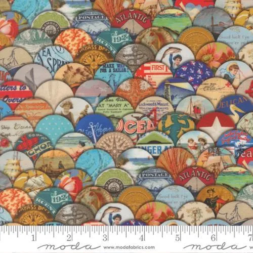Moda, Cathe Holden, Saltwater, Hidden Treasure Patchwork Collage Vintage Ephemera