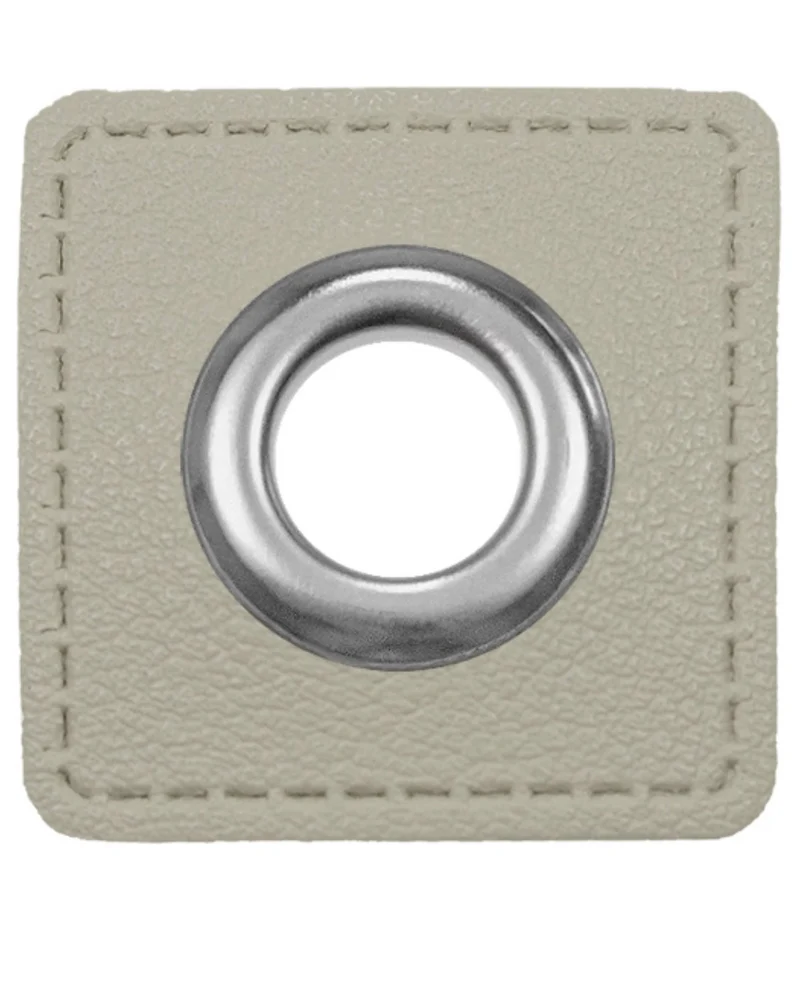 Oesen Patches aus Lederimitat mit 8mm Oese hellgrau