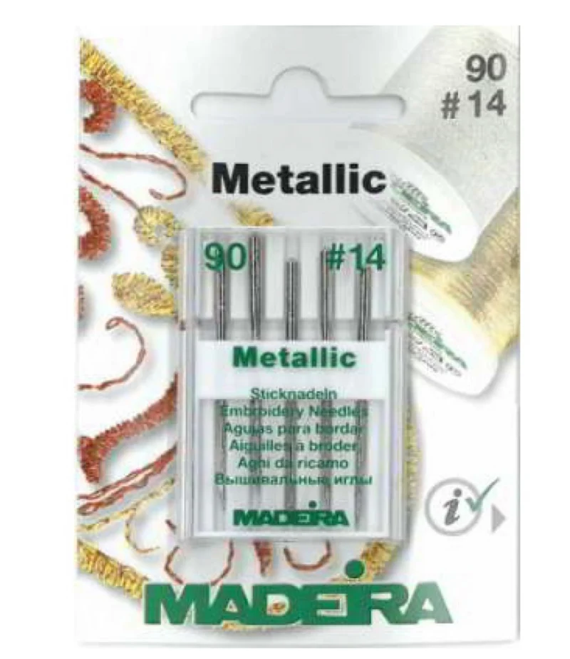 Madeira Metallic Sticknähmaschinennadeln Nr 90 / 5 Stck