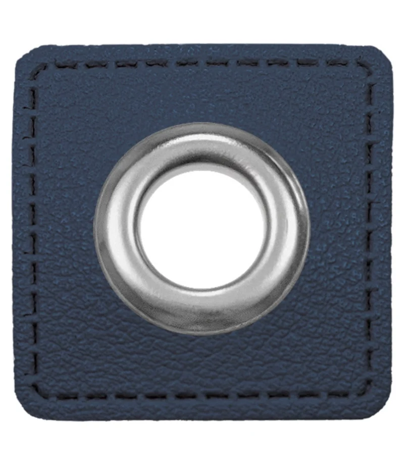 Oesen Patches aus Lederimitat für 8mm Kordel marine