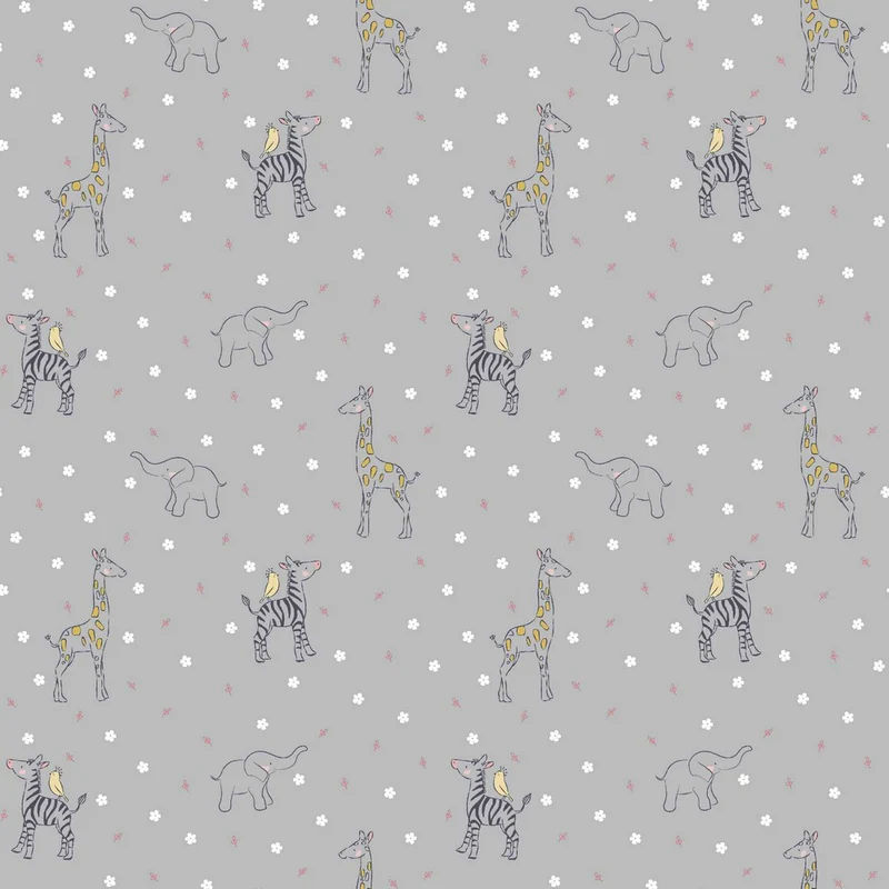 Popelin GOTS Sweet Animals Giraffe, Elefant, Zebra