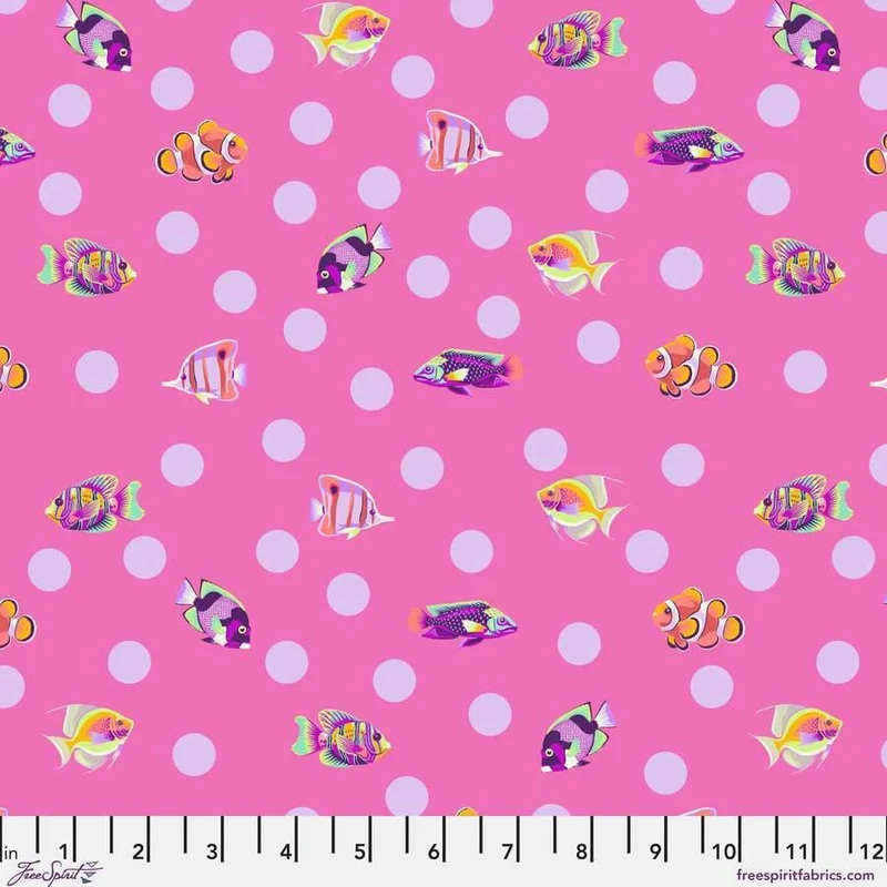 Free Spirit, Tula Pink, Floral Reef, School Crossing, Delphine Pink