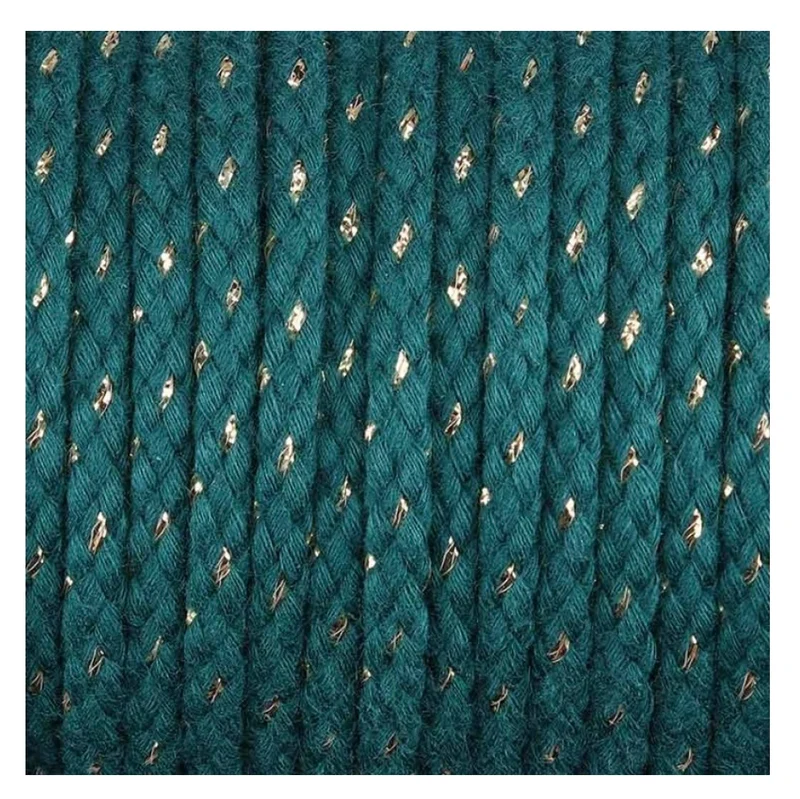 Baumwollkordel Lurex 6mm grün / gold