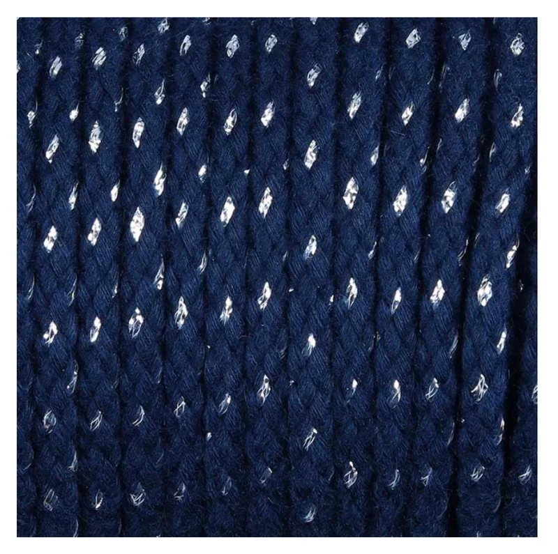 Baumwollkordel mit Lurex 6mm marine / silber