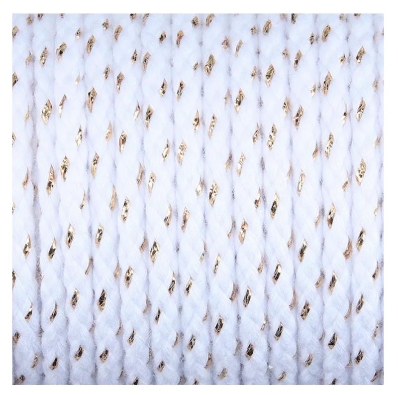 Baumwollkordel mit Lurex 6mm weiß / gold