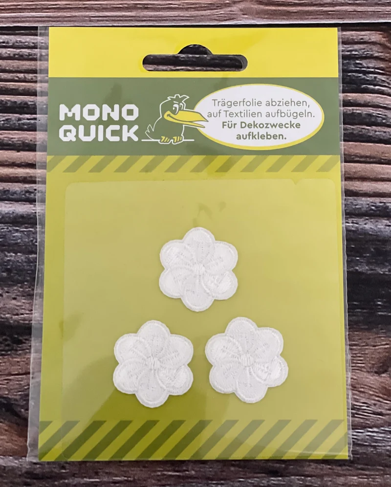 Mono Quick Applikation Blumen 3 Stck weiss