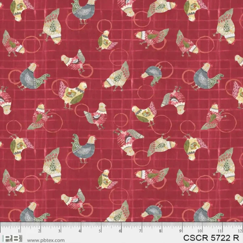 P & B Textiles, Chicken Scratch, Chicken Toss, Red