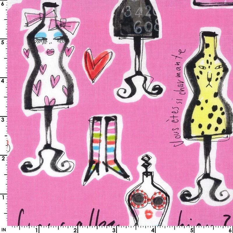 Mia, Spell, Hot Pink, Cotton Sheeting