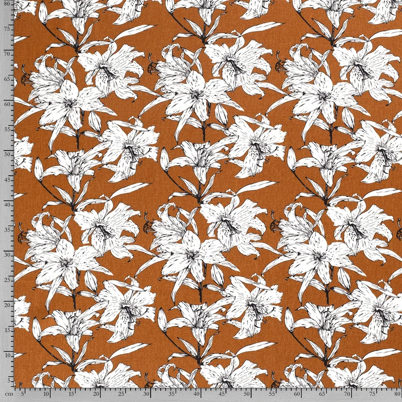 Halbleinen mit Viskose Blumen, Floral