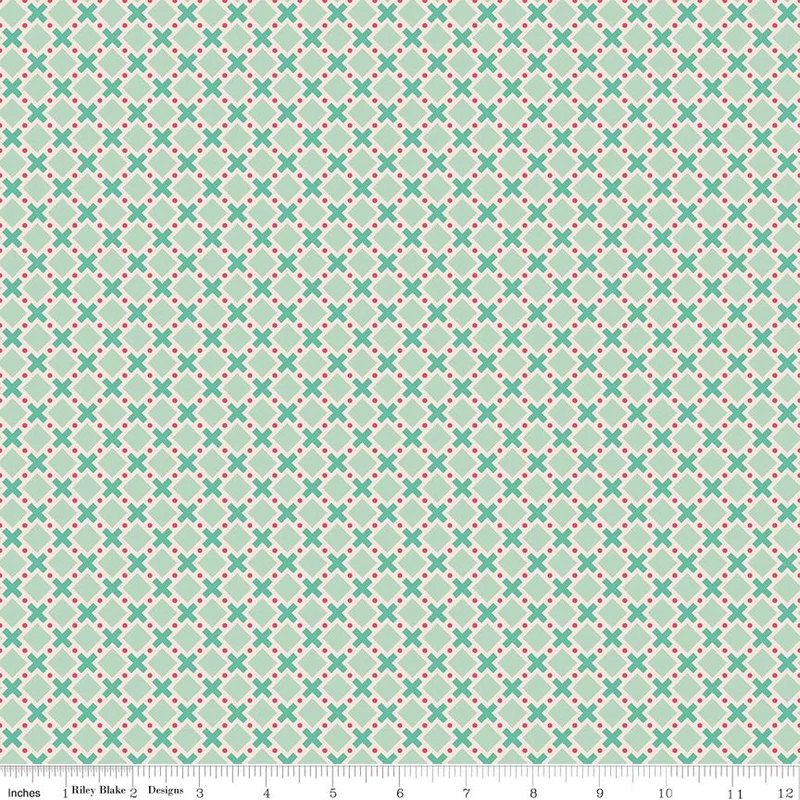 Riley Blake, Lori Holt, Berry & Sage, Criss Cross, Sage Green