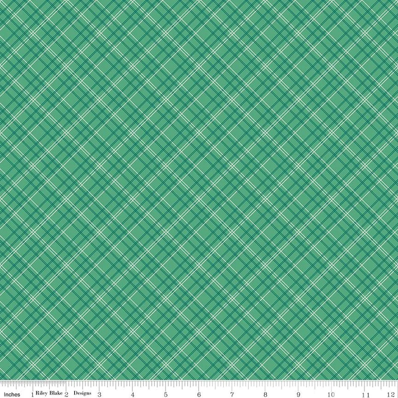 Riley Blake, Lori Holt, Berry & Sage, Diagonal Plaid, Alpine Green