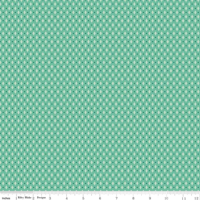 Riley Blake, Lori Holt, Berry & Sage, Diamonds, Leaf Green