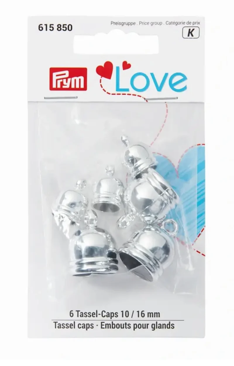 Prym Love 6 Tassel Caps 10 / 16 mm silber