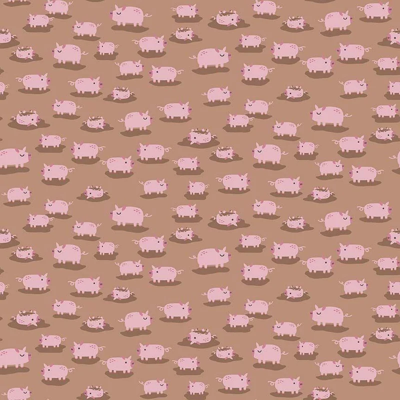Dear Stella, Hogs & Kisses, Flannel, Pigs in Mud, Ginger Brown