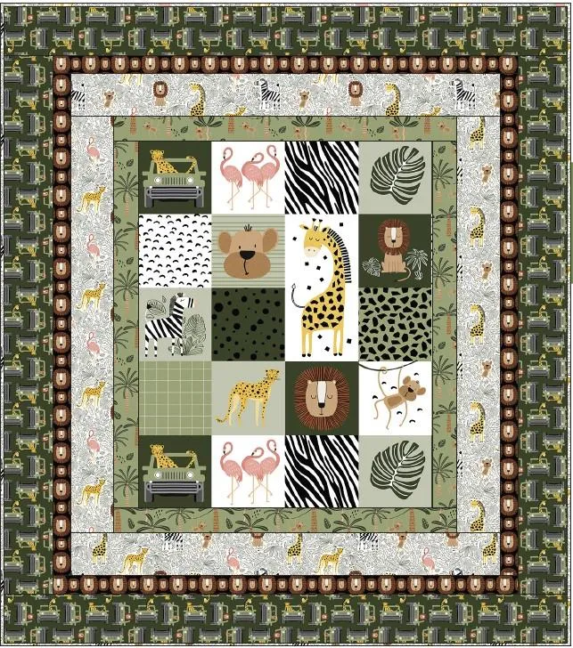 3 Wishes, Wild Safari, Story Book Panel Quilt Kit