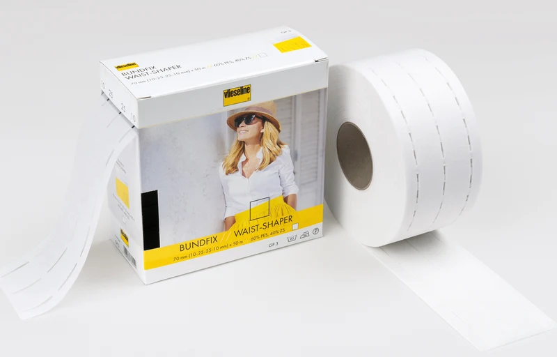Vlieseline Bundfix 70mm breit weiß 10-25-25-10 mm Stanzband 70mm