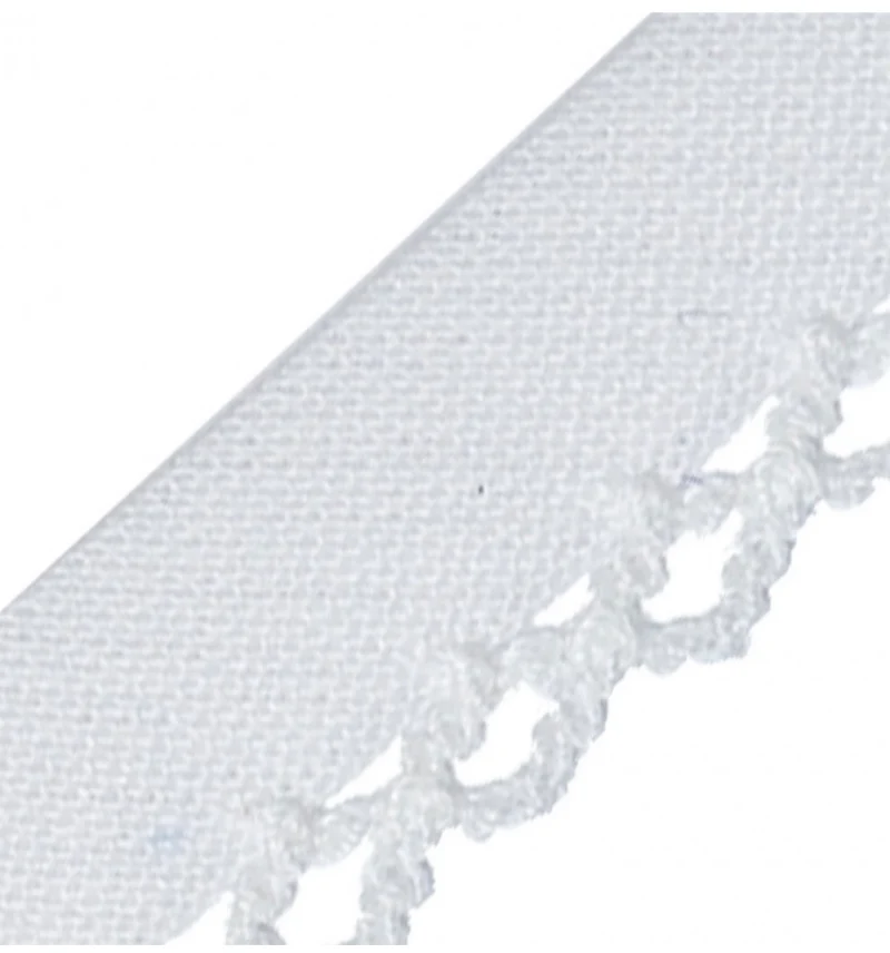 Schrägband mit Häkelkante12 mm reinweiss