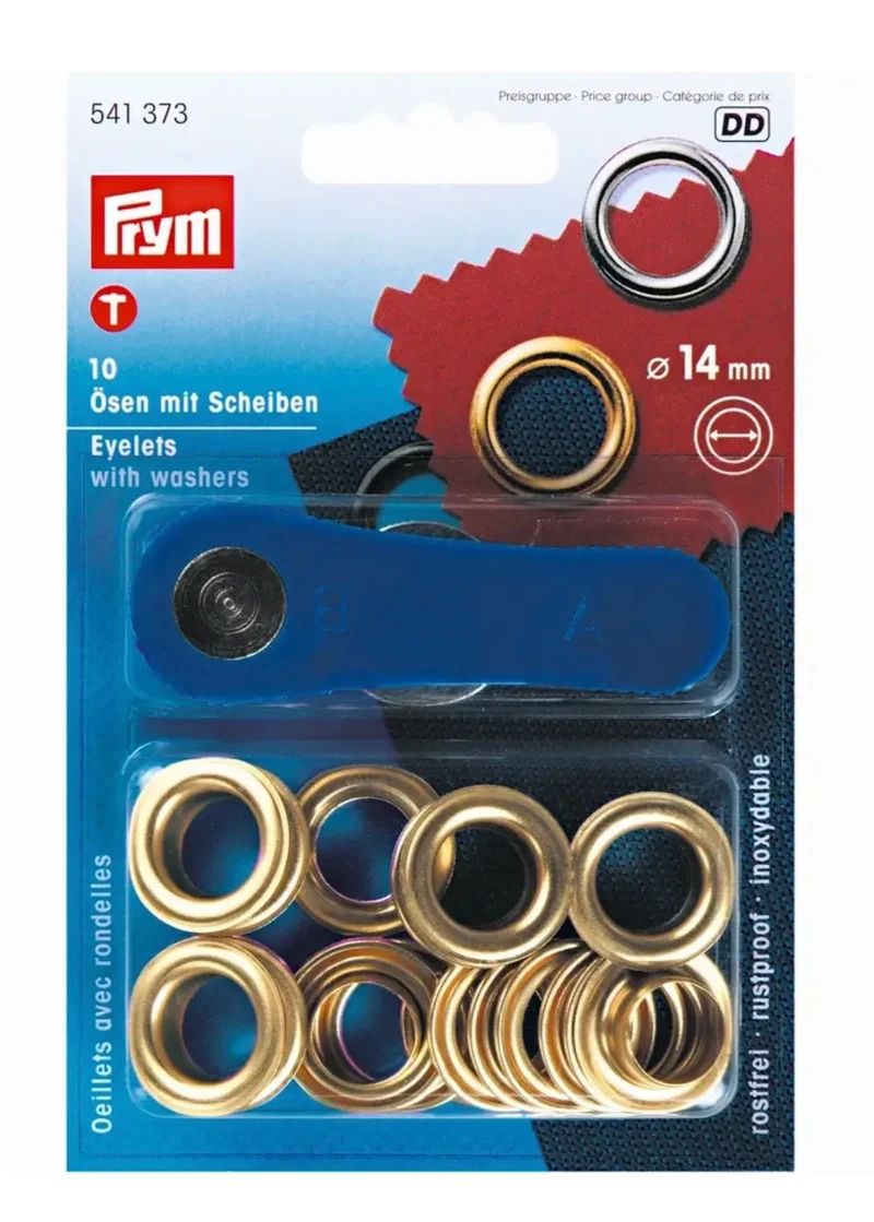 Prym Ösen mit Scheiben 14mm gold
