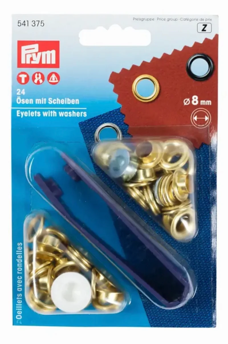 Prym Ösen mit Scheiben 8mm gold
