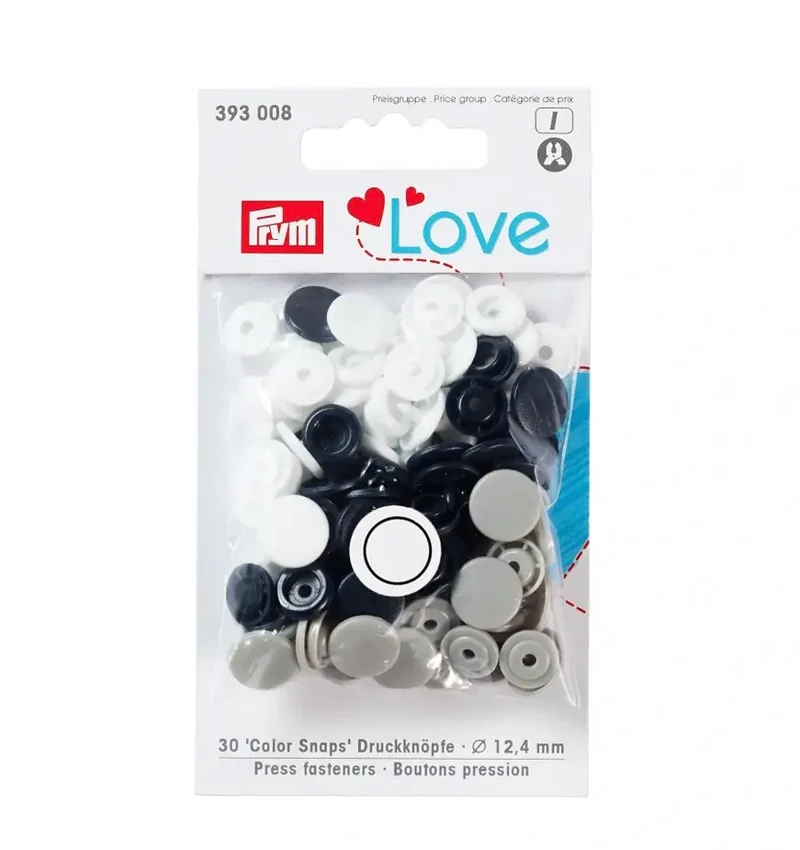 Prym Love Color Snaps Ø12,4 mm grau marine weiss sort. 30Stck