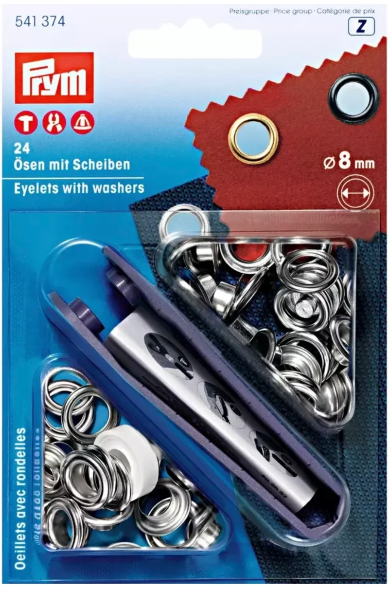 Prym Oesen mit Scheiben 8mm silber