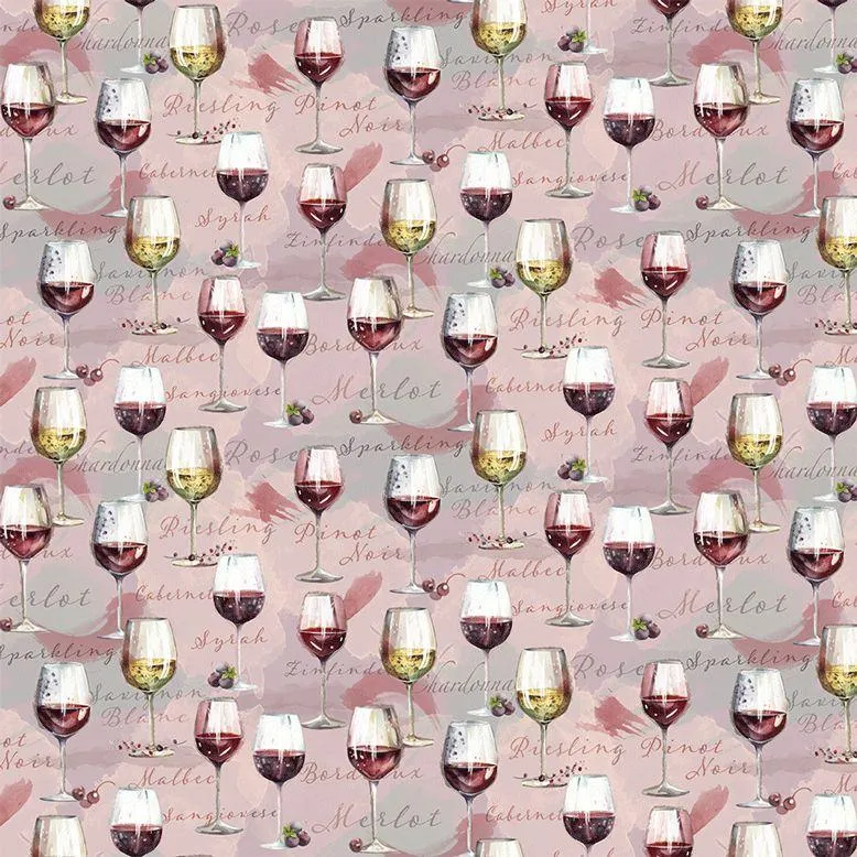 Timeless Treasures, Wine Glasses, Rose Pink