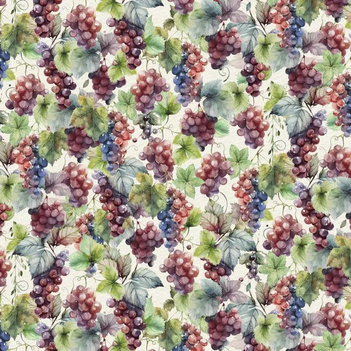 Timeless Treasures, Grapes with Leaves, Cream
