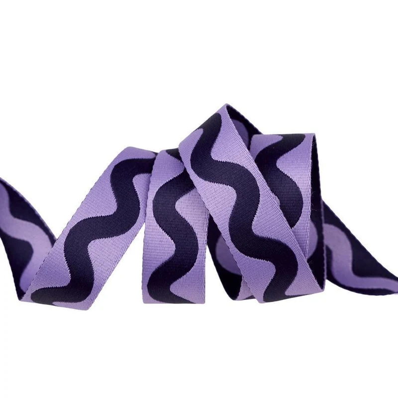 Tula Pink, Renaissance Ribbon, 1 " (25mm) Wide, Lil Squiggle, Ultraviolet Purple